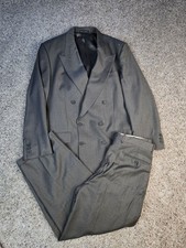 Vintage Yves Saint Laurent Suit Mens 44 Gray Check Double Breasted Peak 32X26