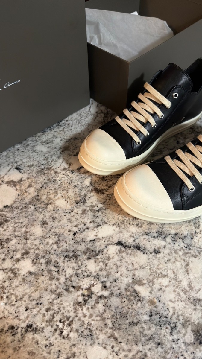 Authentic Rick Owen Ramones Low Black Leather Shoes Size 42 | eBay