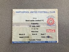 Hartlepool United v Newcastle United 2007-08 Match Ticket