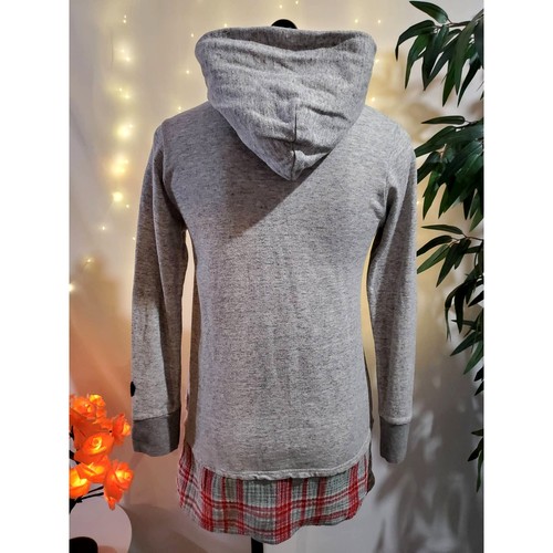 Fith Japanese Girls 150 US 12 Women's XS Plaid Heather Gray Pocket Hoodie Button - Picture 4 of 7