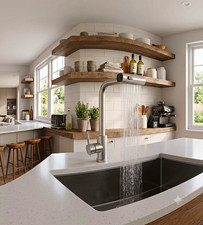 Stainless Steel Pull-Out Kitchen Tap Single Lever High Arc Deck Mount 31cm