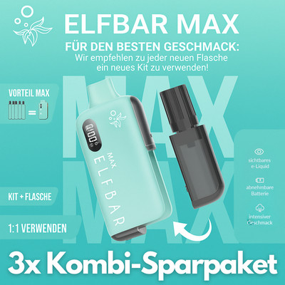 3x ELFBAR ELFA MAX E-Zigarette Sparpaket 30ml E-Liquid mit 20mg Nikotin NicSalt