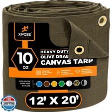 Xpose Safety Canvas Tarp - 10oz Olive Drab Canvas Tarps Heavy Dut