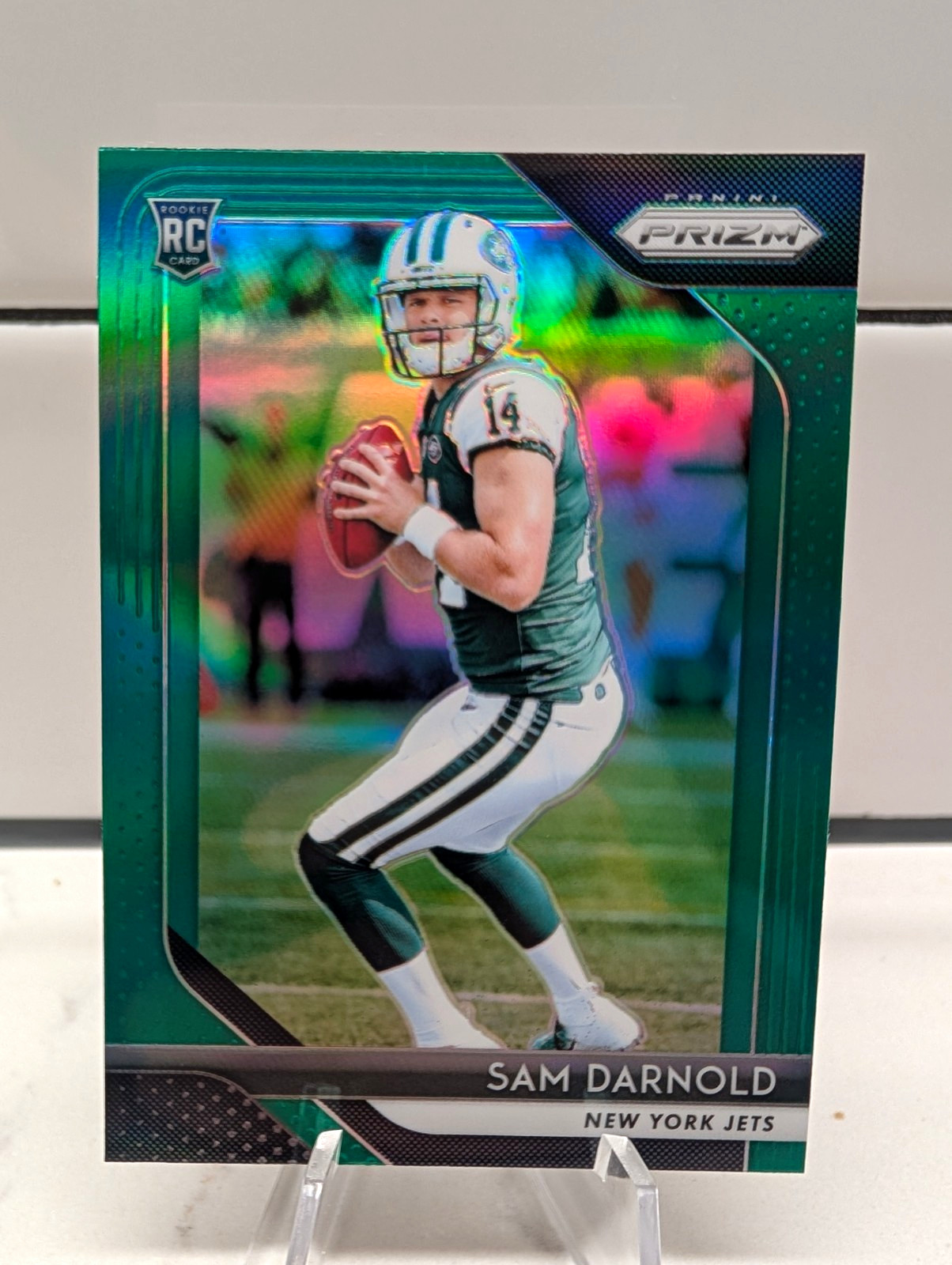 2018 Panini Prizm Sam Darnold New York Jets Rookie Green Prizm #203 SP