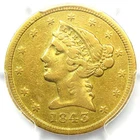 1843-D Liberty Gold Half Eagle $5 - PCGS XF Detail (EF) - Rare Dahlonega Coin!
