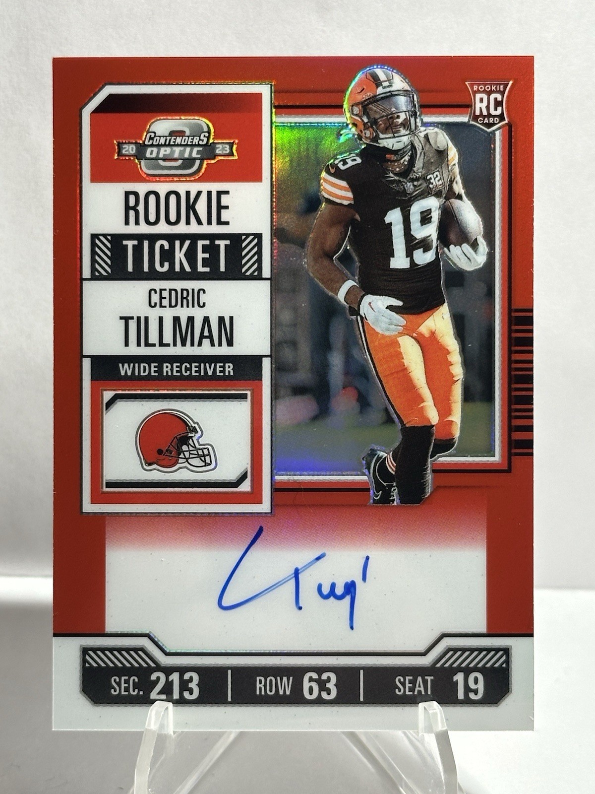 2023 Contenders Optic RPS Ticket Auto Cedric Tillman #104 Red Prizm /175 AU RC