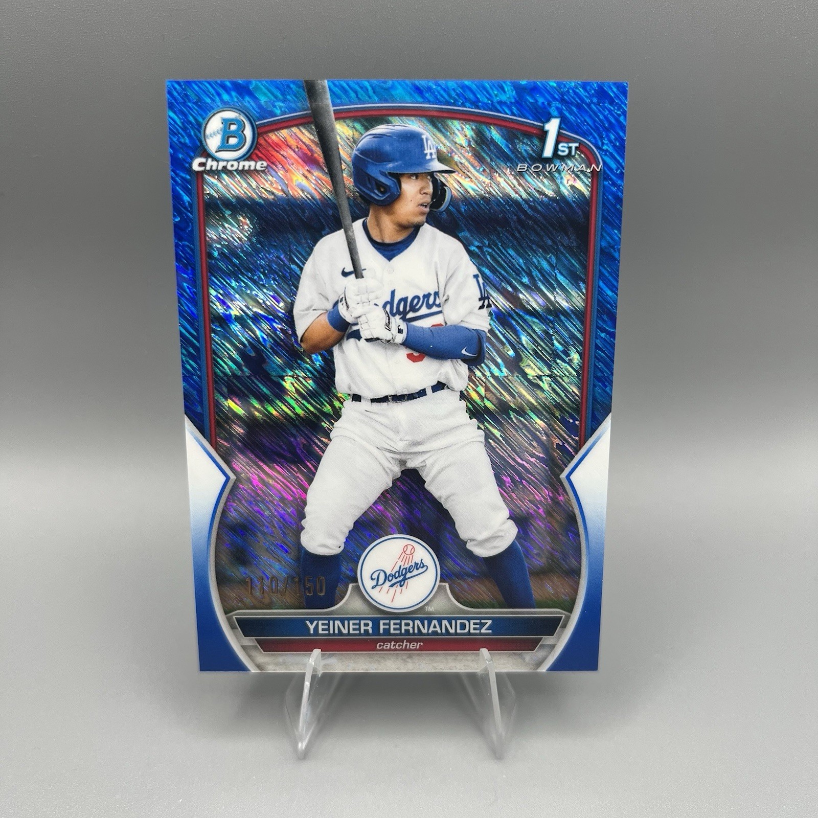 2023 Bowman Chrome Yeiner Fernandez 1st Blue Shimmer /150 #BCP-138 LA Dodgers