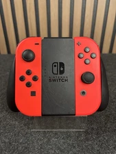 Nintendo Switch OEM Joy Con Pair Controller Neon Red w/ Grip - TESTED