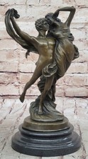 Elegant Bronze Statue Liebende Amor Psyche Romanze Skulptur Figur Deko Groß