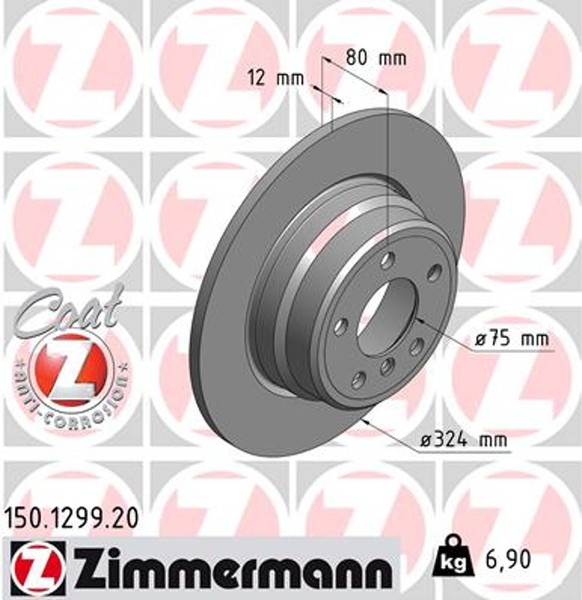 2X Zimmermann Bremsscheibe Coat Z 150.1299.20 FüR X5 E53 Bmw-image