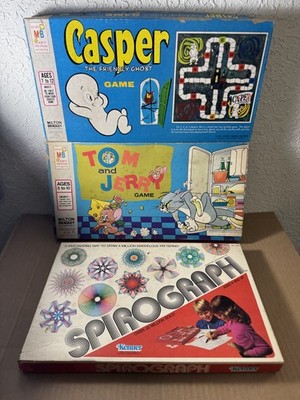 Vintage Board Game Lot Casper Friendly Ghost Tom & Jerry + Spirograph 1950s-70s