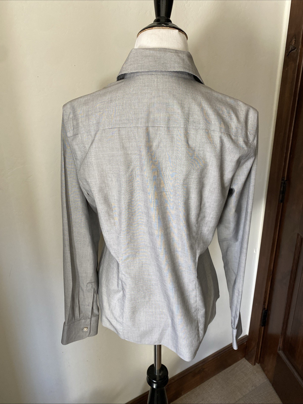Talbots Button Front Long Sleeve Gray Fitted Blou… - image 4
