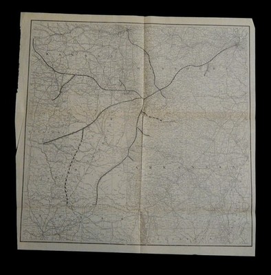 c1907 ORIGINAL SLSF RR AREA ROUTE MAP 21x21 ~ ST LOUIS & SAN FRANCISCO RAILROAD