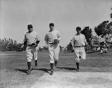 Left to right are Tony Lazzeri infielder Joe DiMaggio outfielder F- Old Photo