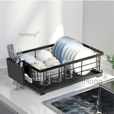 Dish Drainer Rack Kitchen Sink Washing Plates Draining Board Cutlery Holder Cup