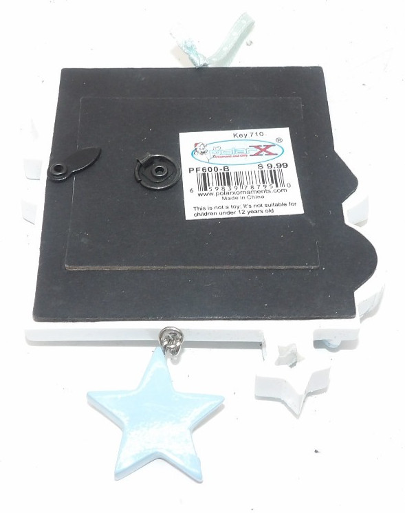 Polar X Baby's 1st Christmas Blue Stars Photo Frame Christmas Ornament 3.75"x5"