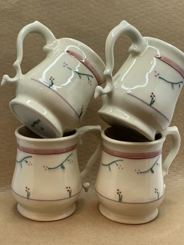 Hartstone Pottery Coffee Mugs FLORAL Set of 4