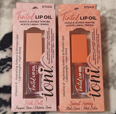 ioni Tinted Lip Oil 2-Pack Hydrating Vitamin E High Shine Pink Doll/Sweet Honey