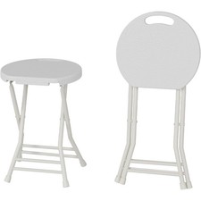 Backless Folding Chair 18-Inch Portable Stool with Handle Foldable Bar Stool