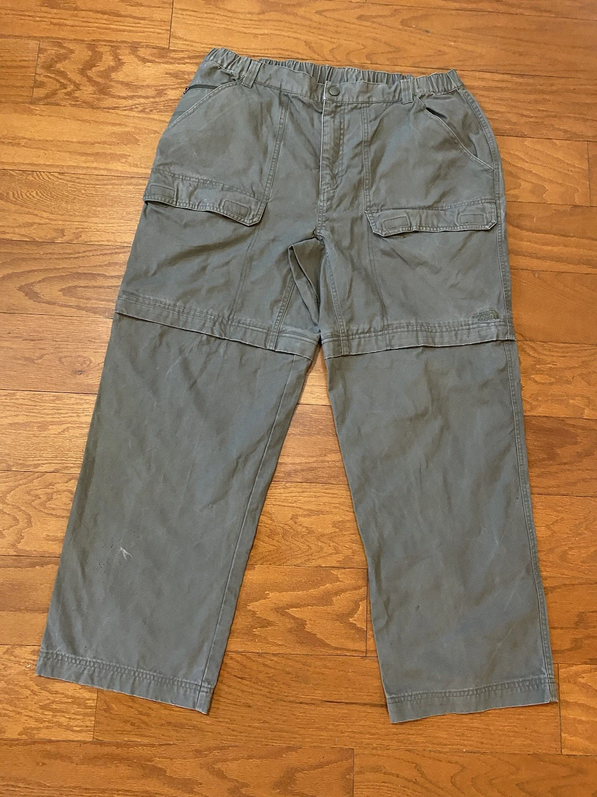 The North Face Olive Green Convertible Hiking Pants Size XL Canvas Rugged Nice