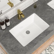 Mocoloo 22"x16" White Rectangle Porcelain Undermount Bathroom Sink w/ Overflow