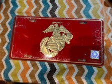 US Marine Corps License Plate USMC Red EGA Semper Fi Made in USA