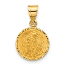 14k Polished and Satin Solid St Joseph Medal 20.6 X 13MM 1.24gm