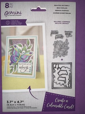Stanzschablone Crafters Companion Gemini Create a colourable card Schmetterling