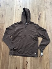 NEW NWT Adidas Mens Medium Woven Wind Hoodie Golf Pullover ADVR0996 Brown 80