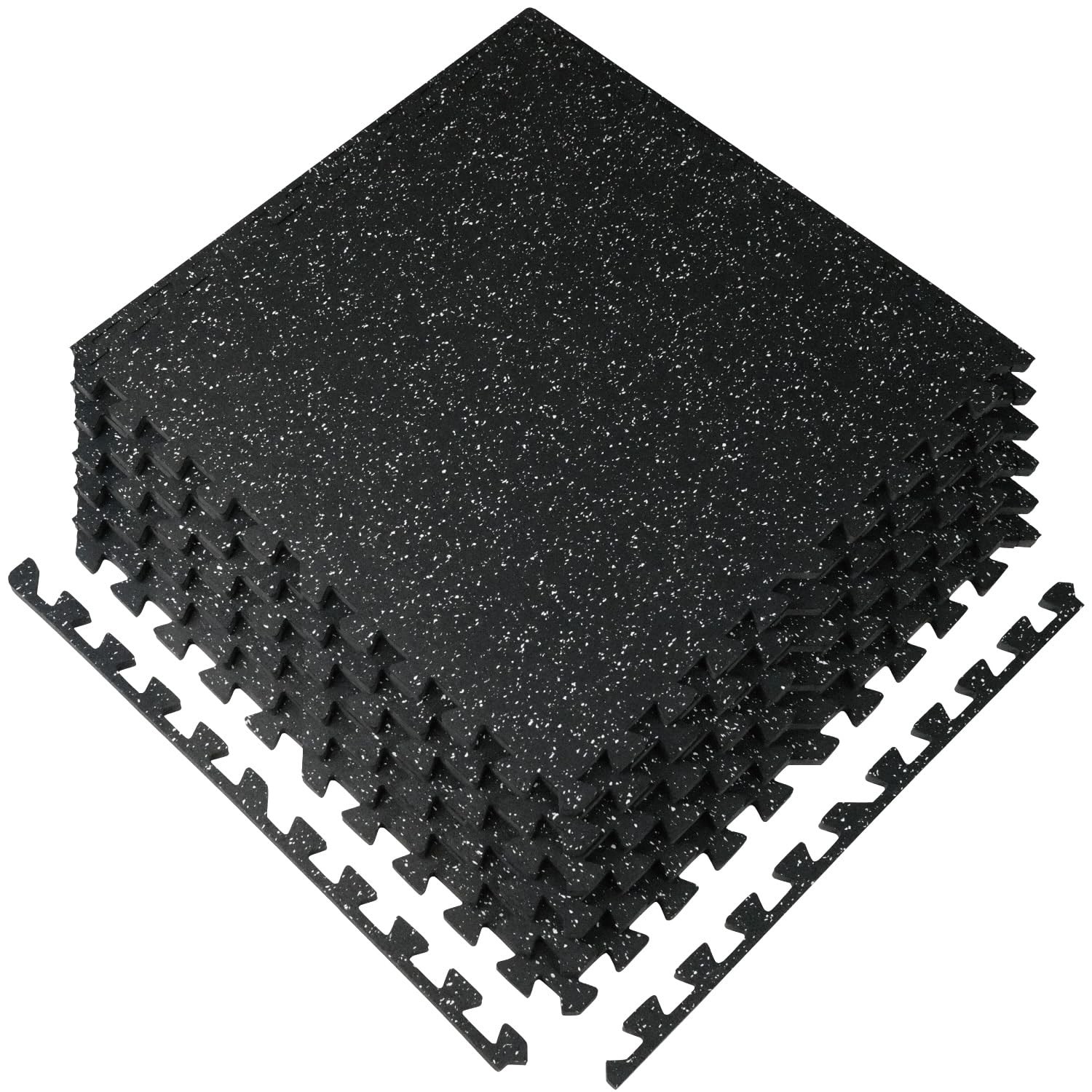 0.56 Inch Thick 24 Sq Ft Gym Flooring for Home Gym, 6 Tiles Robust Rubber Top...