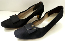 VINTAGE GOLD CROSS BY CLARKS BLACK & GOLD LADIES HIGH HEEL SHOES - SIZE 8.5 B