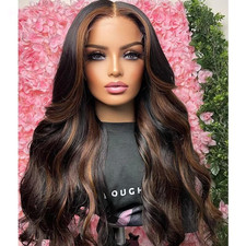180 Density Highlight 1B 30 Color Loose Wave HD Transparent Lace Frontal Human H