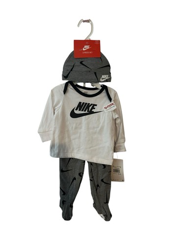Nike Infant 3-Piece Swoosh Set - White & Gray 6 mo - Picture 2 of 3