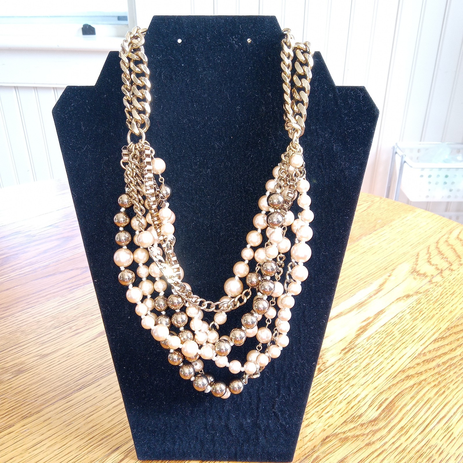 Stella + Dot Multistrand Statement Champaign Gold… - image 1