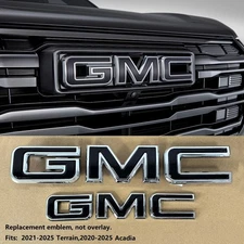 set 2 OEM Grille Rear GMC Emblem Badge for 2021-2026 Terrain Gloss Chrome black