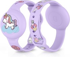 Vancle AirTag Bracelet for Kids, Soft Silicone Air Tag Wristband Purple