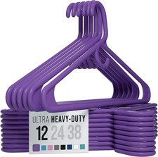 NEATERIZE Ultra Heavy Duty Plastic Clothes Hangers - Purple - Durable Coat, Suit