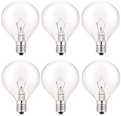 25 Watt Wax Warmer Bulbs, Light Bulbs for Full Size Scentsy Warmer, 6 Packs E12 