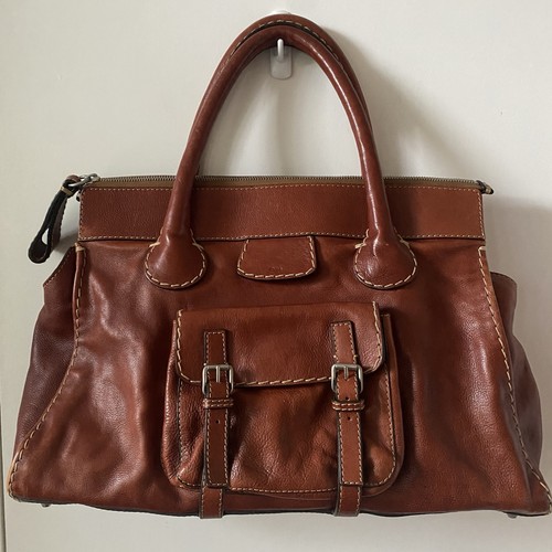 Chloé Edith Large Leather Tote Bag Brown Tan Vintage Philo Era Y2K