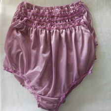 6 Purple Nylon Big Underwear Granny Panties Soft Sheer Briefs High Waist 42"-50"