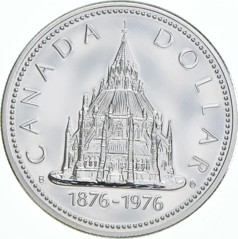 1976 Canada 50% Silver Canadian Silver Dollar - Parliamentary Library *6192
