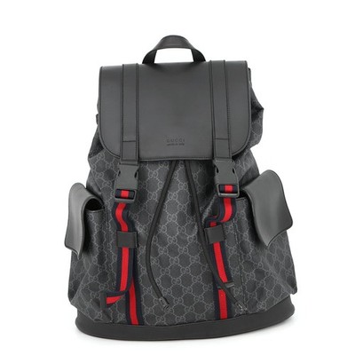 GUCCI GG Supreme Backpack GG Supreme/Leather Black 495568