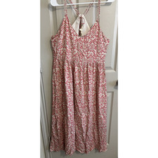 Anthropologie Mystree Dress Womens Medium Red Multi Spaghetti Strap Boho (f1)