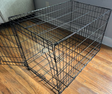XL Black Steel Wire Folding Dog Crate Cage, 48 in Large