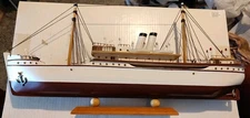 Vintage 20" Tramp Steamer Handcrafted Wooden Ship Model in Excellent Condition 