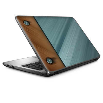 Skin Vinyl Itsaskin Pour Ordinateur Portable 15 Pouces - Motif Rivets Métal Bleu Et Marron