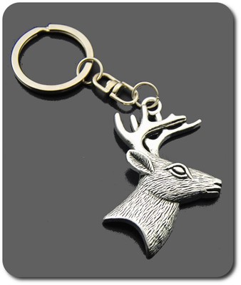 Porte-Clés Métal Argenté Trophée Chevreuil Hirsch Head - Marque Onwomania