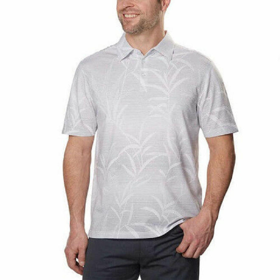 Серая рубашка-поло с коротким рукавом и принтом Савграсс от Nat Nast, среднего размера.