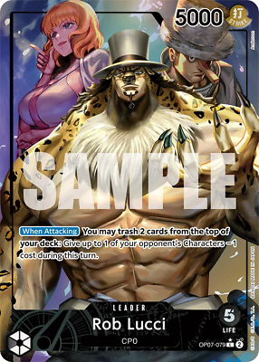 One Piece Near Mint ENG L Leader Rare OP07-079 Rob Lucci Alt One Piece Near Mint ENG L Leader Rare OP07-079 Rob Lucci Alt