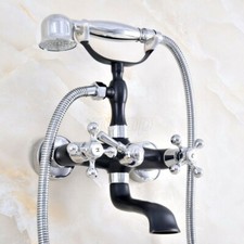 Black Chrome Brass Wall Mount Bathroom Clawfoot Tub  Hand Shower Faucet Gna615